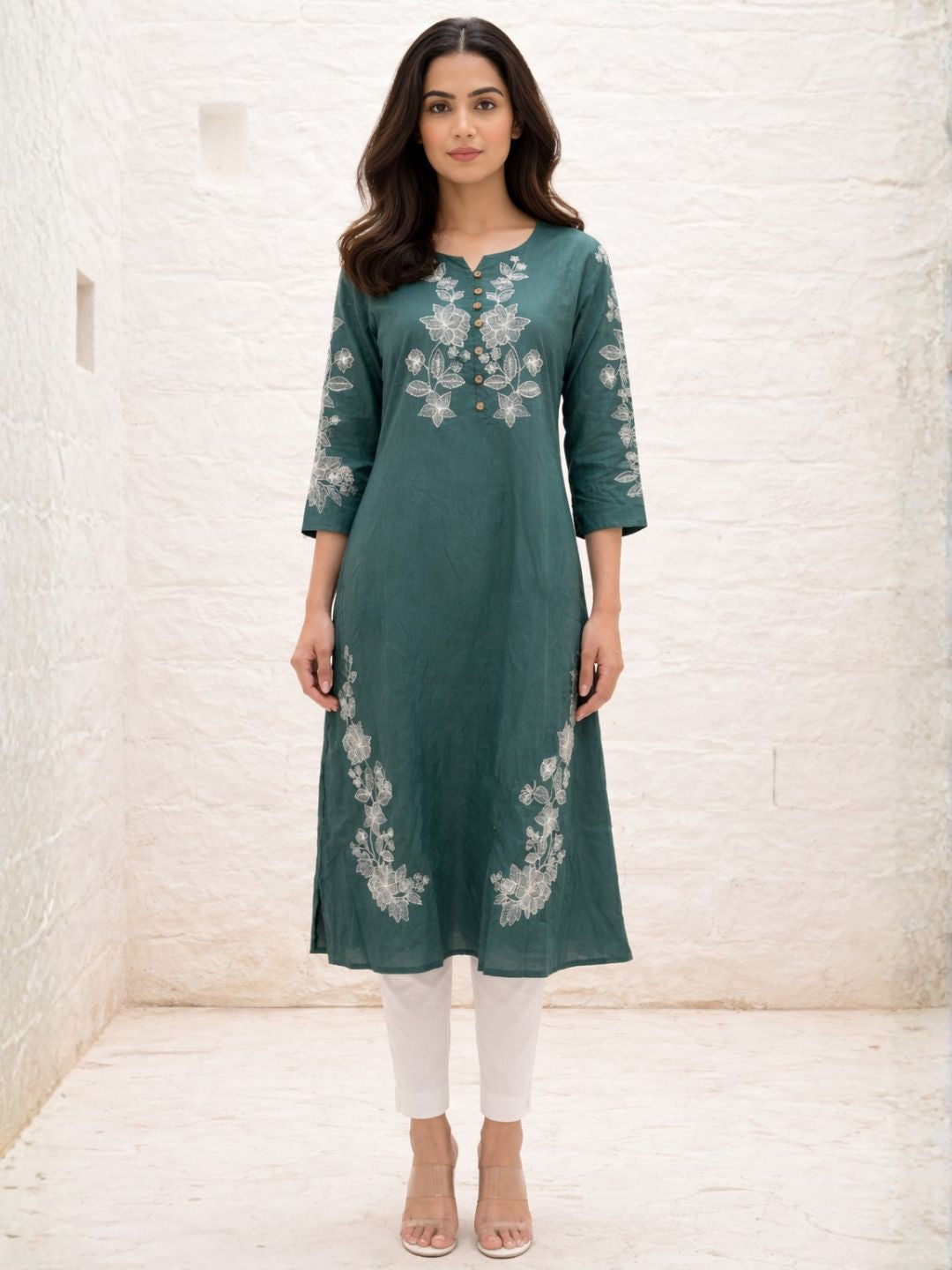 Chandri Viridian Embroidered Kurti