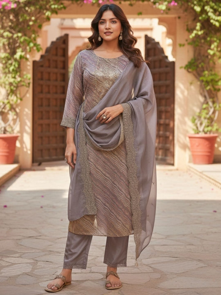 Malvika Plum Heavy Work Suit Set