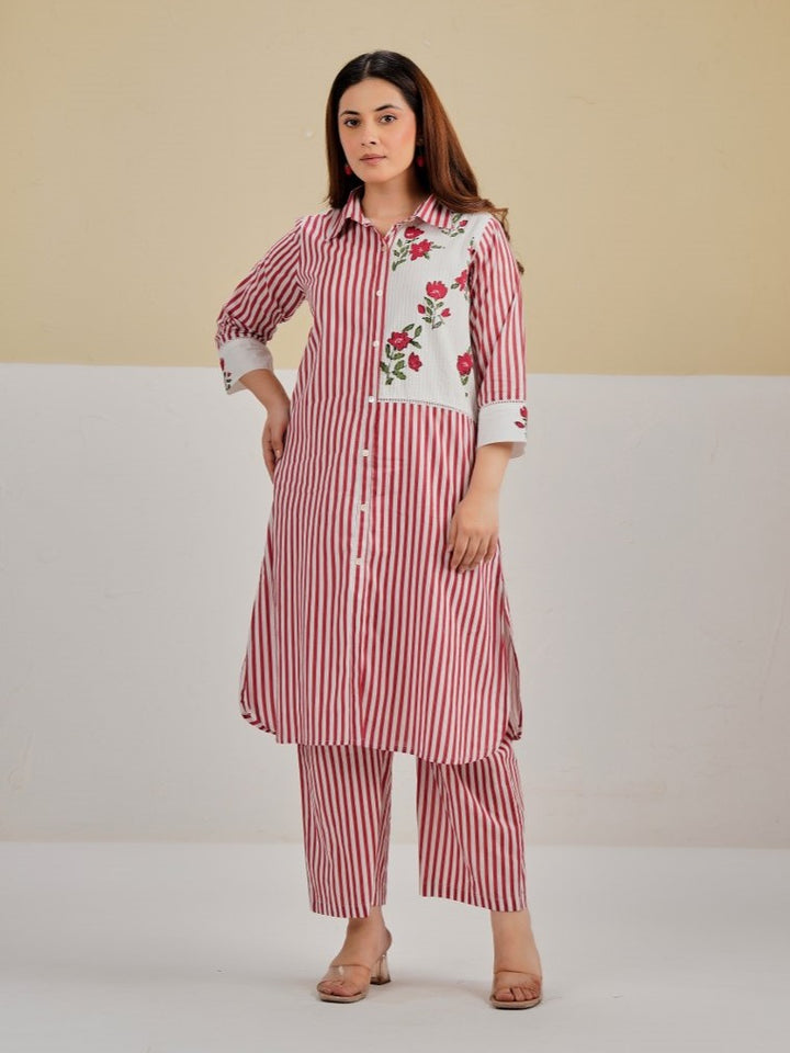 Tatva berry stripes cotton co-ord set