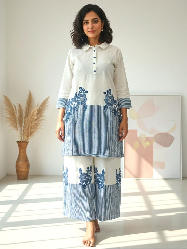 Reet Stripes Embroidered Co-ord Set