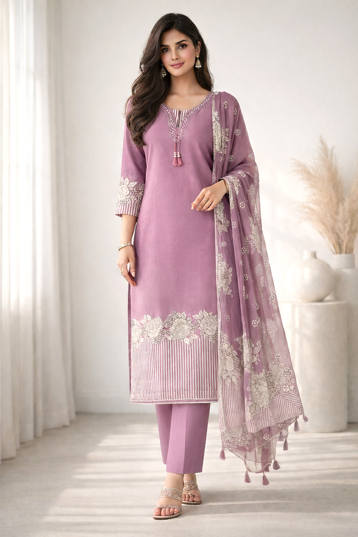Reet Lavender Printed Work Suit Set