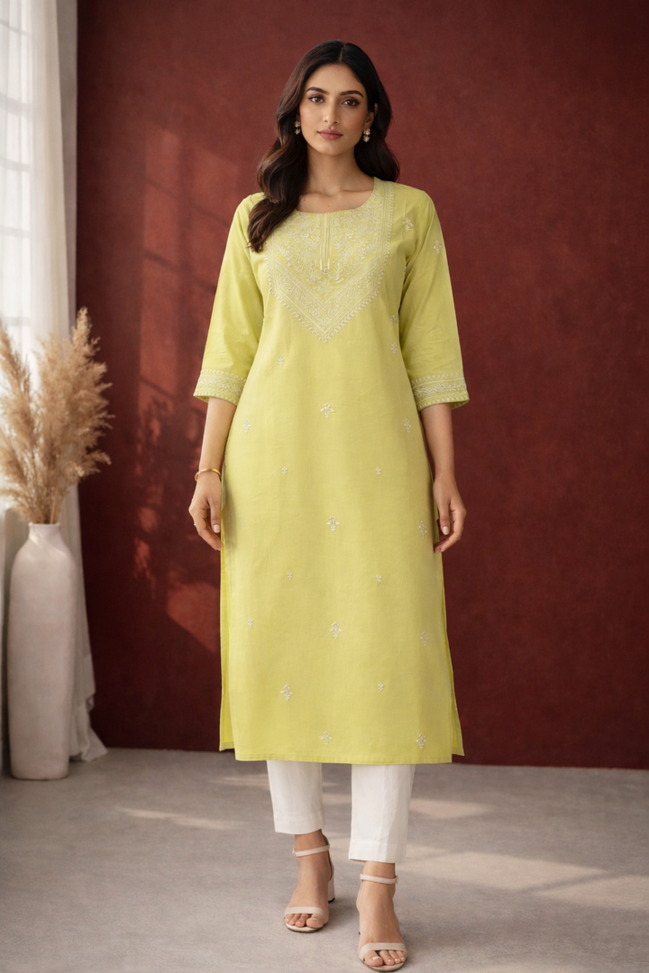Chandri Mint Embroidered Kurti