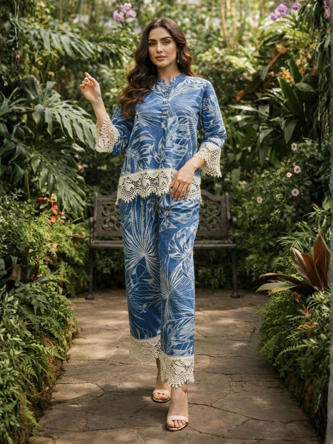 Perka indi cotton lace co-ord set