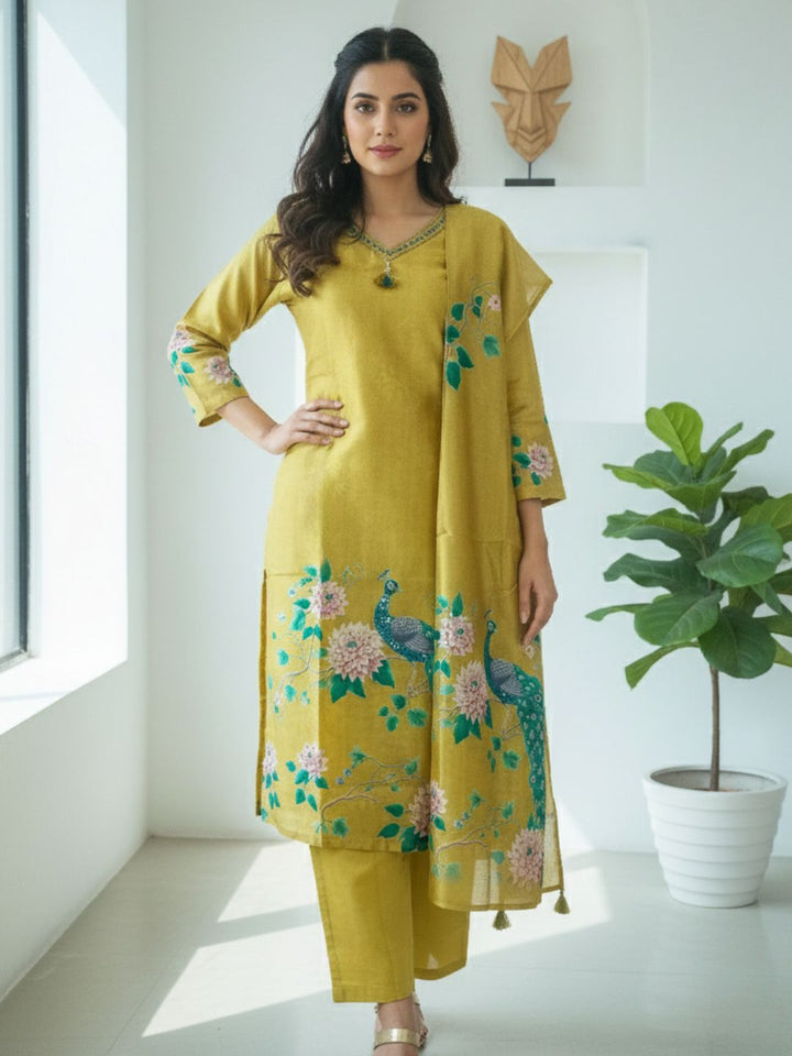 Reet Gold Printed Work Suit Set