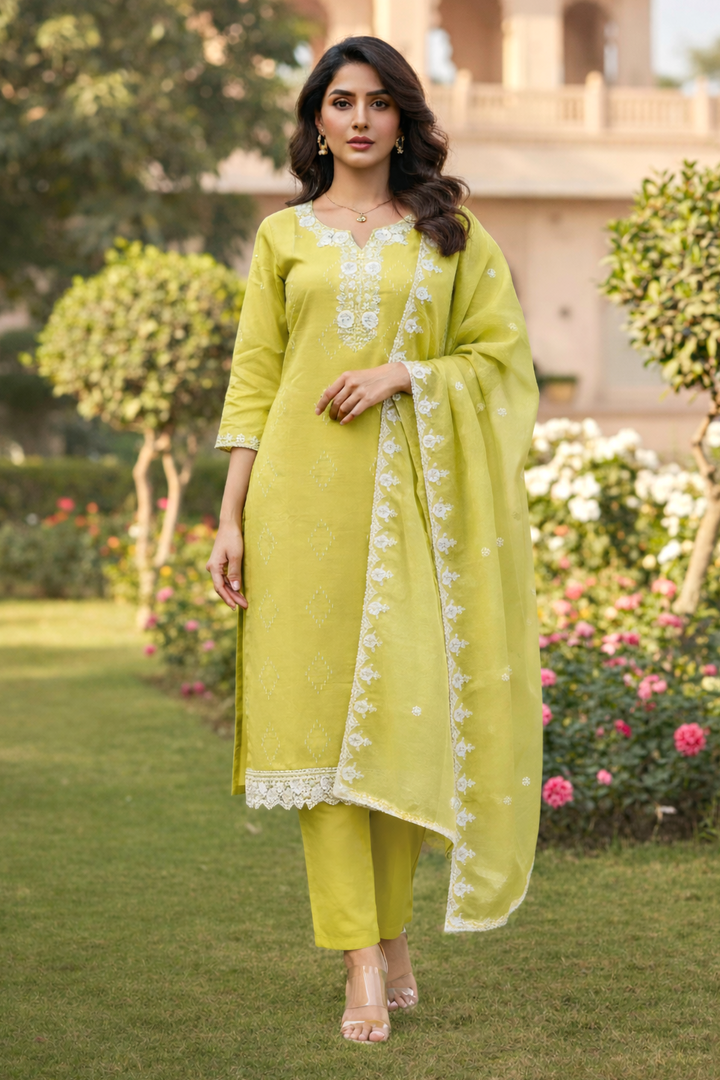 Bahara Sunglow Printed Embroidered Suit Set