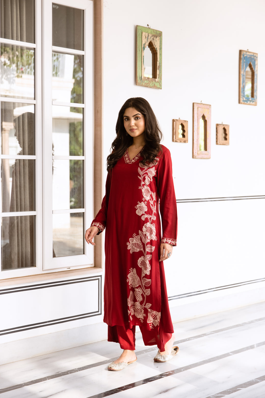 Shimoni Scarlet Printed Kurta Pant Set