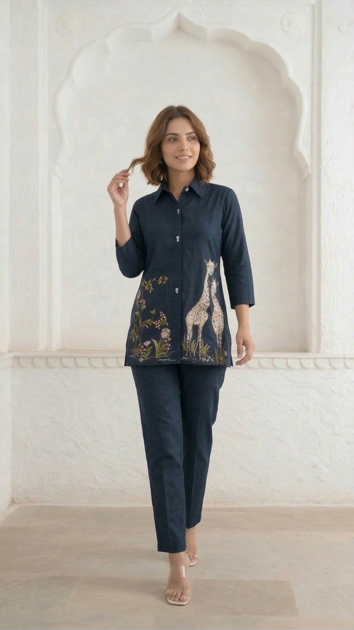 Gaur azure embroidery cotton co-ord set