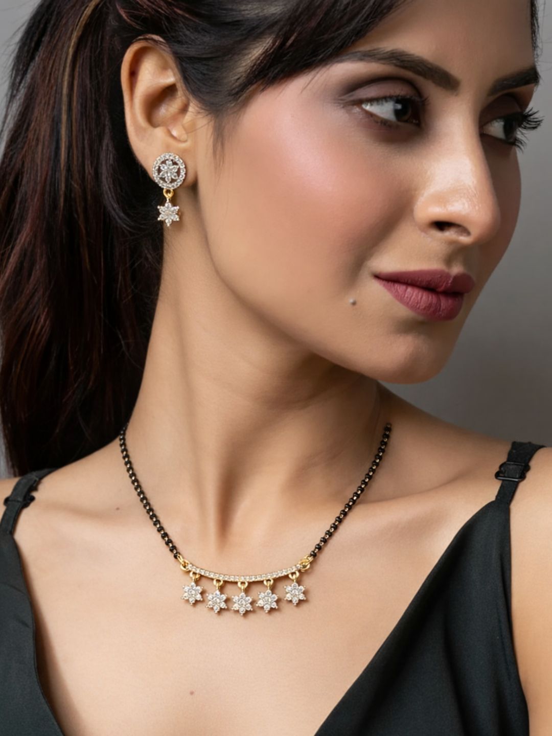 Rivaaz diamond Mangalsutra with earings set