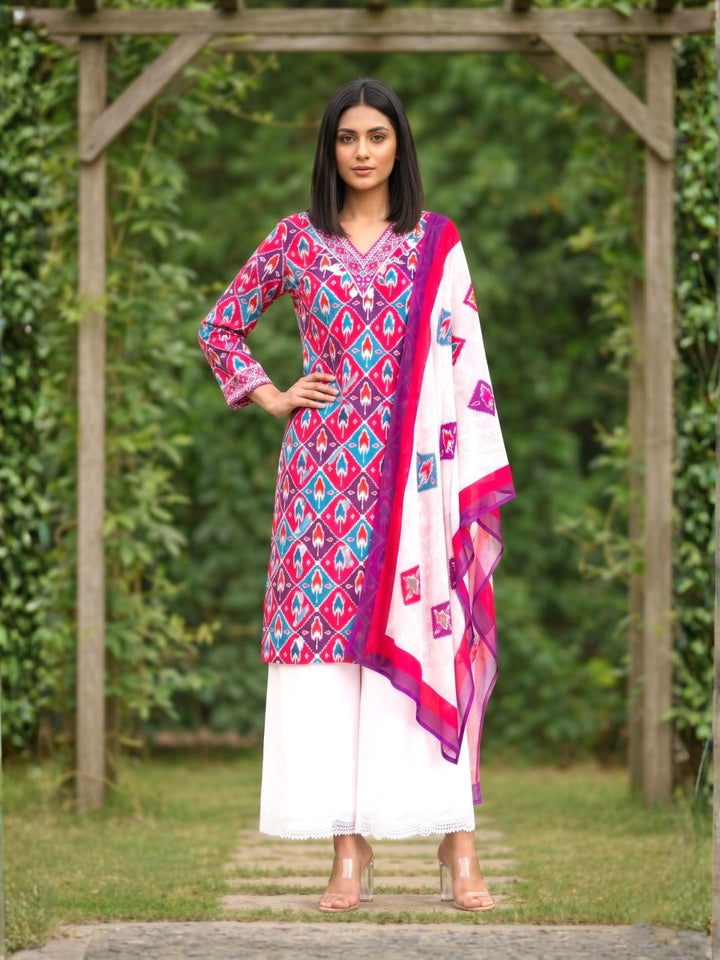 Aranya Ikat Print Premium Pure Cotton Suit Set