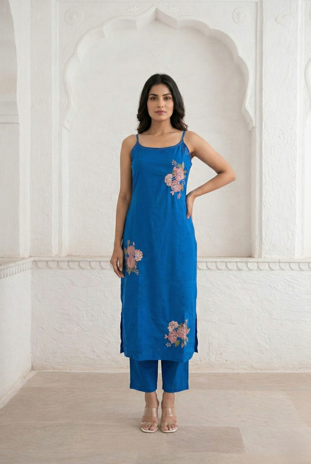 Mishka cobalt embroidery kurta pant set