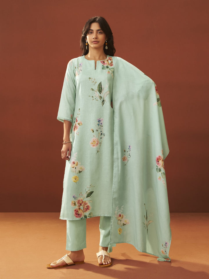 Itrh kelly printed cotton linen suit set