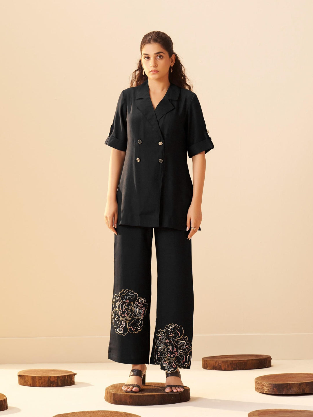 Tisca pitch Embroidery Co-ord set