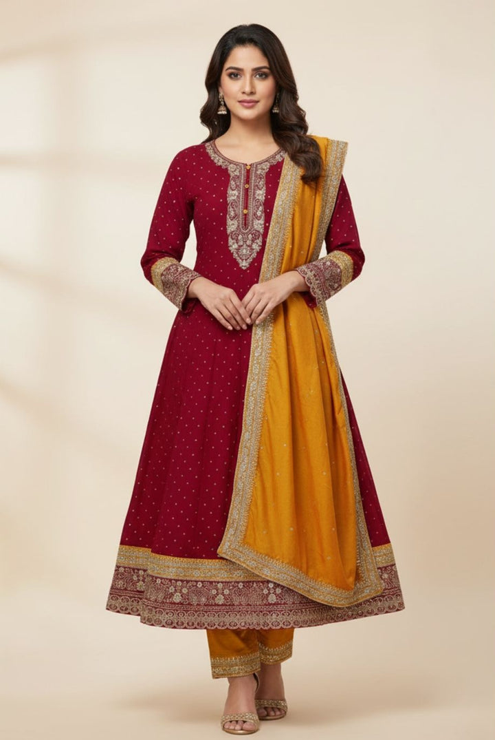 Shanti Carmine Full Work Suit Set