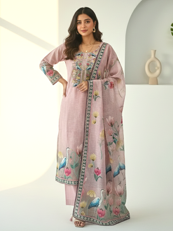 Reet Mauve Printed Work Suit Set