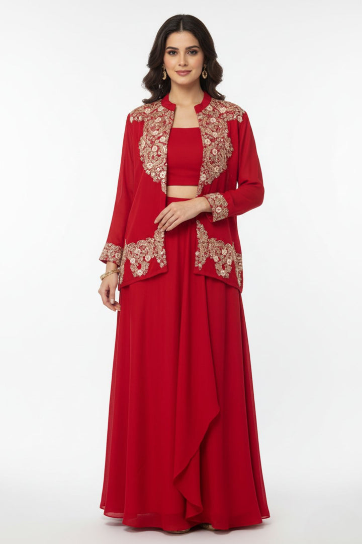 Rasā Scarlet Handwork Luxury Fusion Wear Set