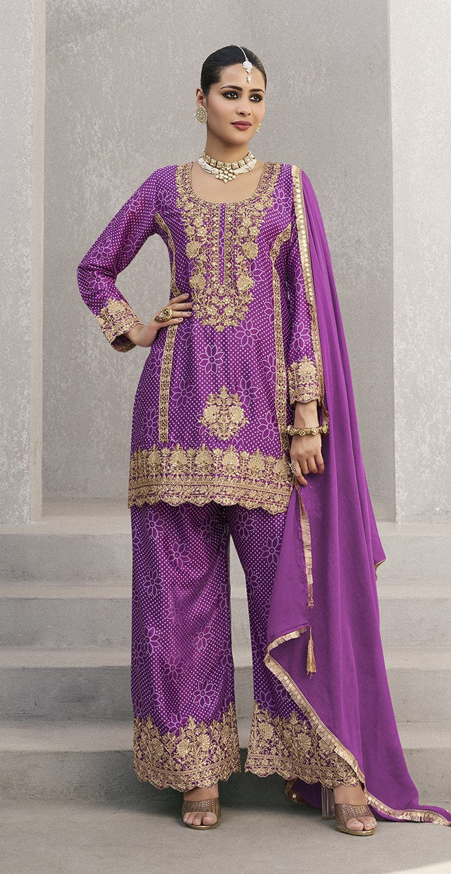Zarkash Orchid Full Work Suit Set