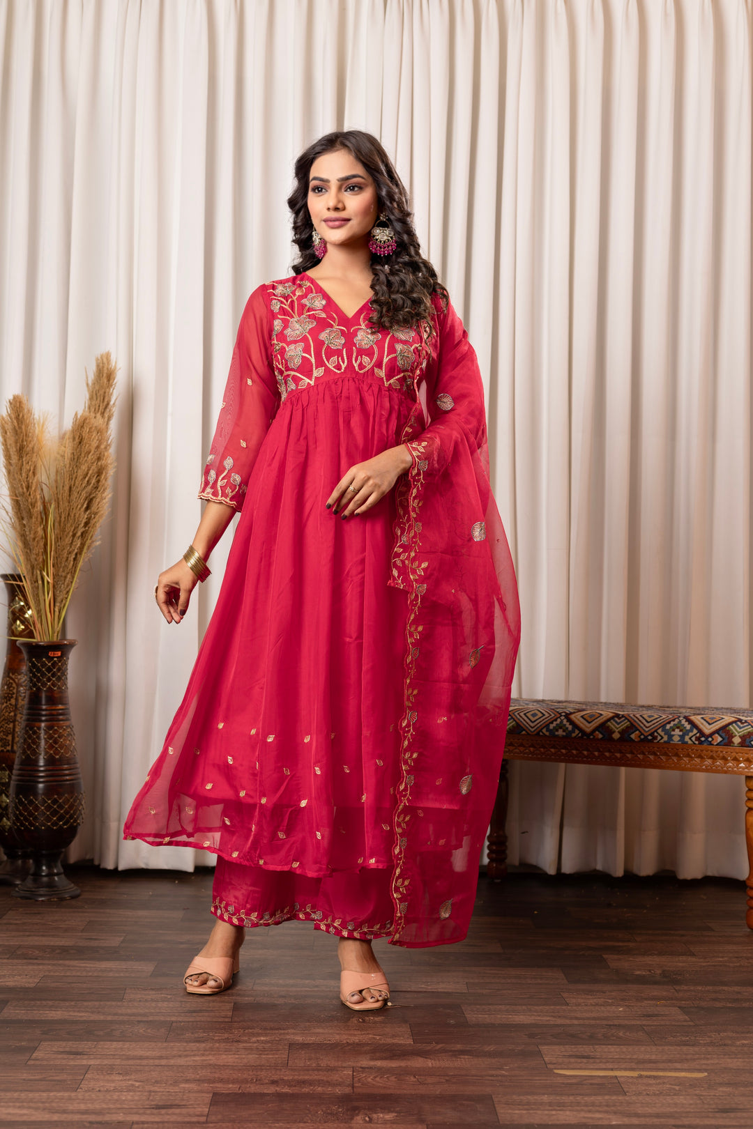Nisha Rosy Embroidered Suit Set