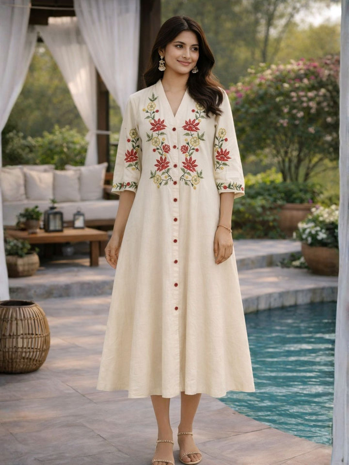 Slopi Pearl embroidery cotton dress