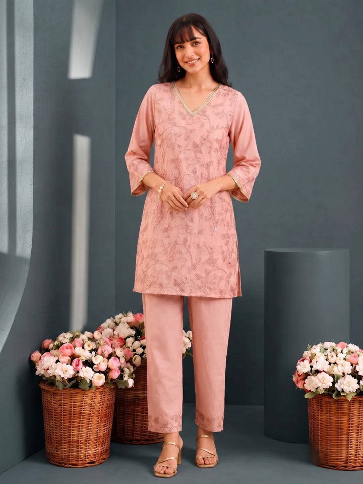 Tatva Blush Embroidery Farshi Co-Ord Set