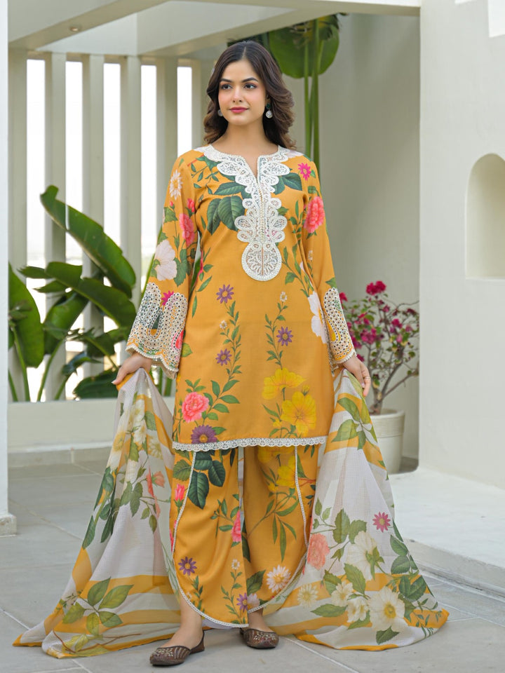 Dagdai canary printed suit set