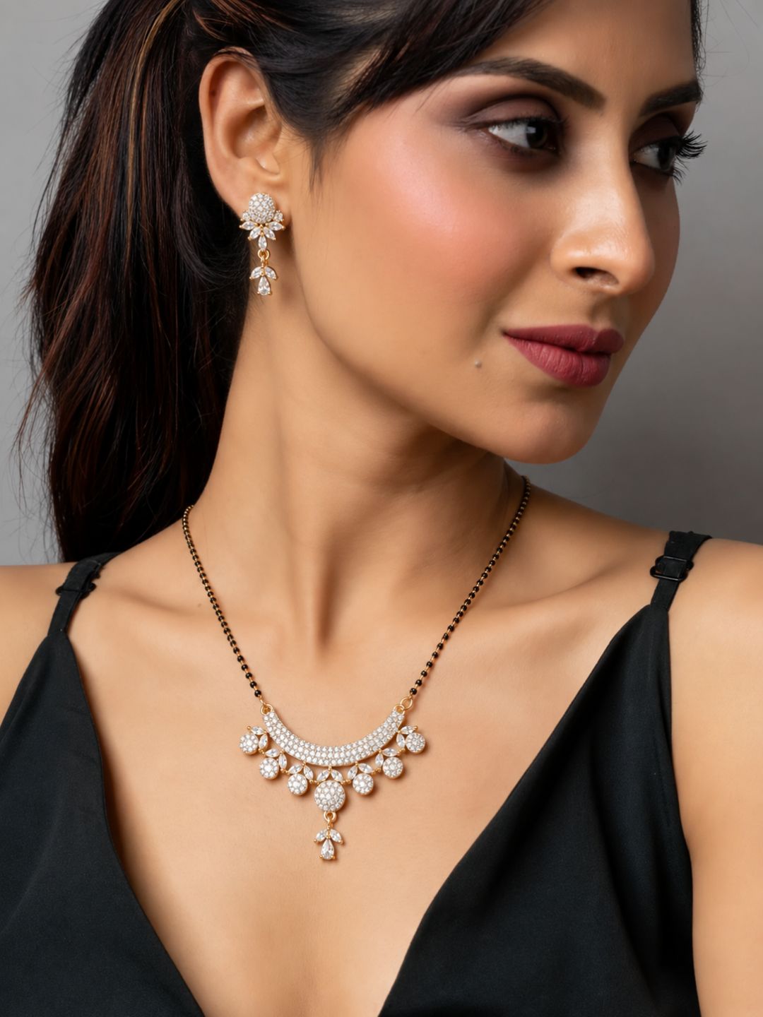 Nayra diamond Mangalsutra with earings set