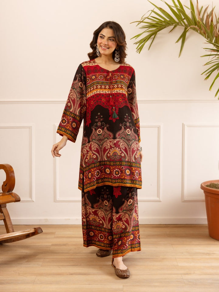 Karen carmine printed co-ord set