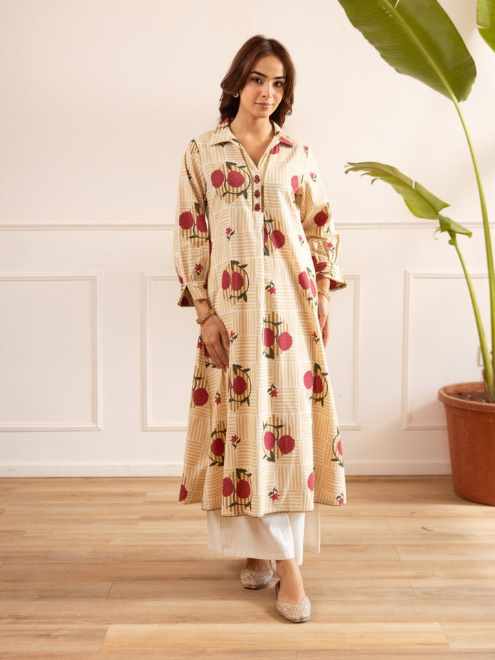 Karen sand Cotton kurta pant set