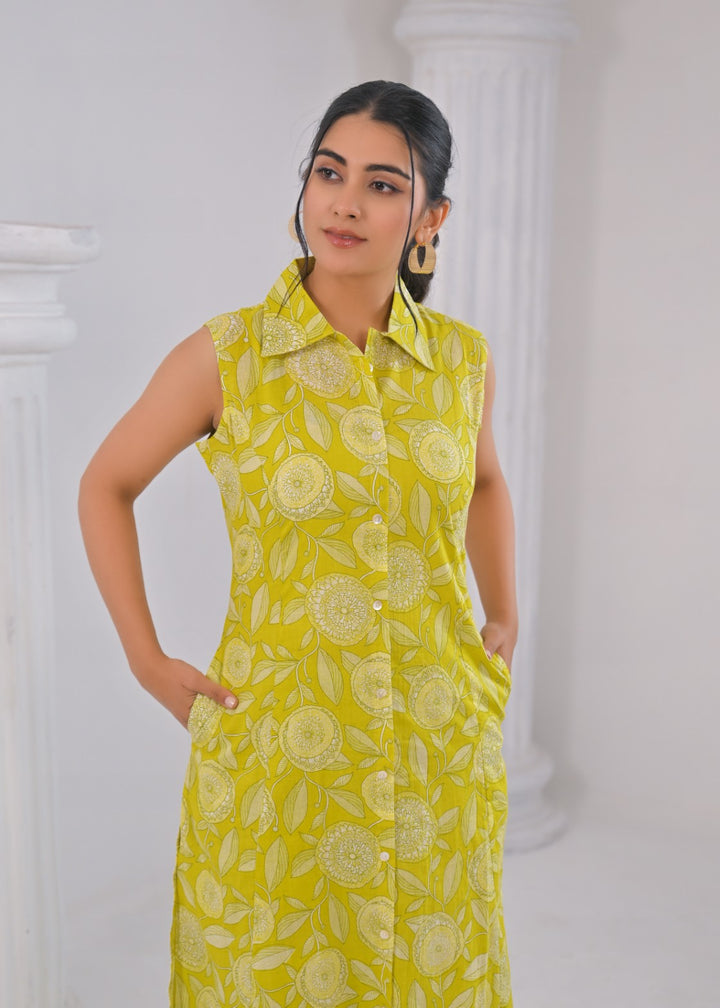 ITI CANARY COTTON KURTA PANT SET