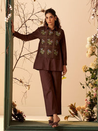 Tisca Mulberry embroidery co-ord set