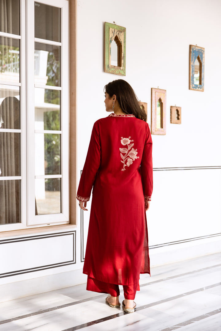 Shimoni Scarlet Printed Kurta Pant Set