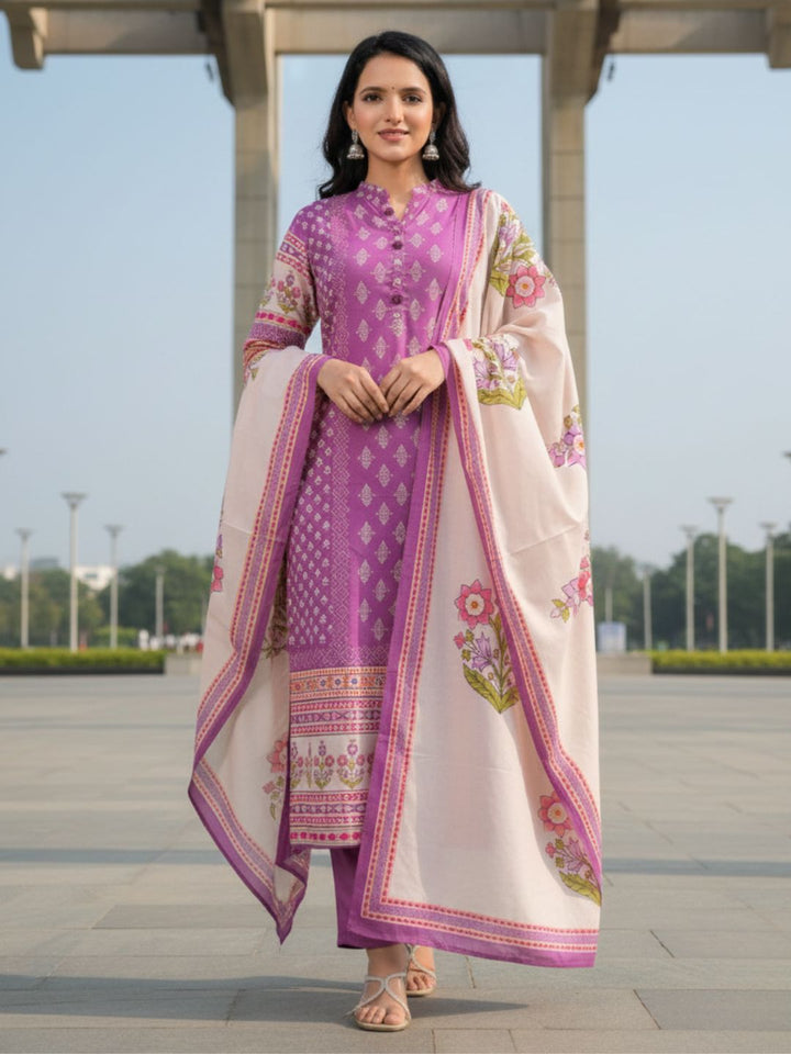 Shanti Orchid Printed Suit Set