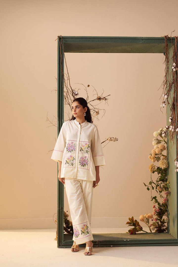 Tisca Harp embroidery Co-ord Set