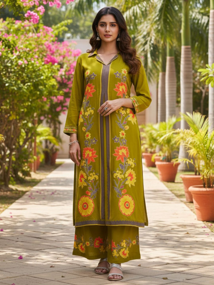 Sonpal sage printed kurta pant set
