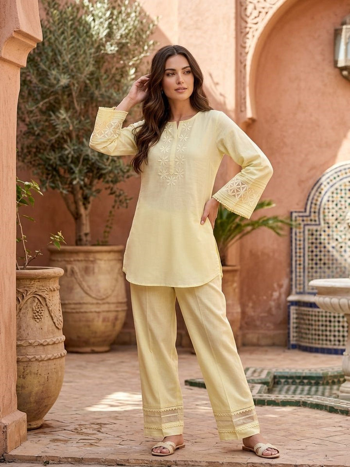 Prisha Corn embroidery cotton co-ord set