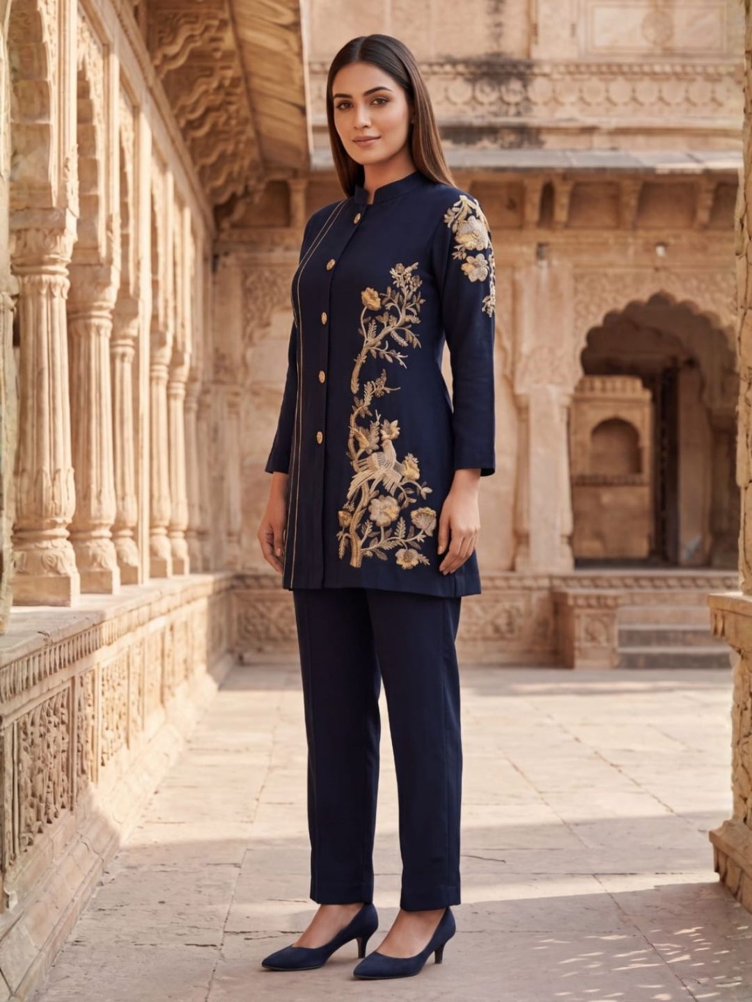 Gaur berry embroidery cotton co-ord set