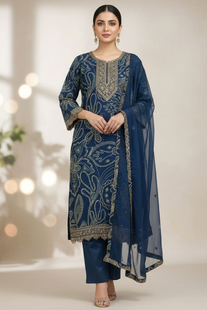 Shanti Midnight Printed Work Suit Set