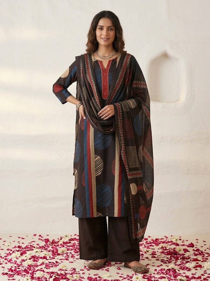 Swades jet cotton printed suit set