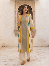 Virosh canary printed cotton kurta pant set