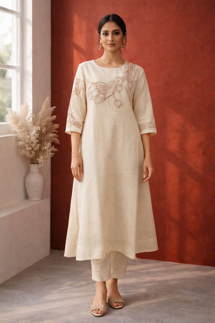 Mishka Mist Embroidered Kurta Pant Set