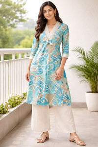 Surbhi sky cotton kurta pant set