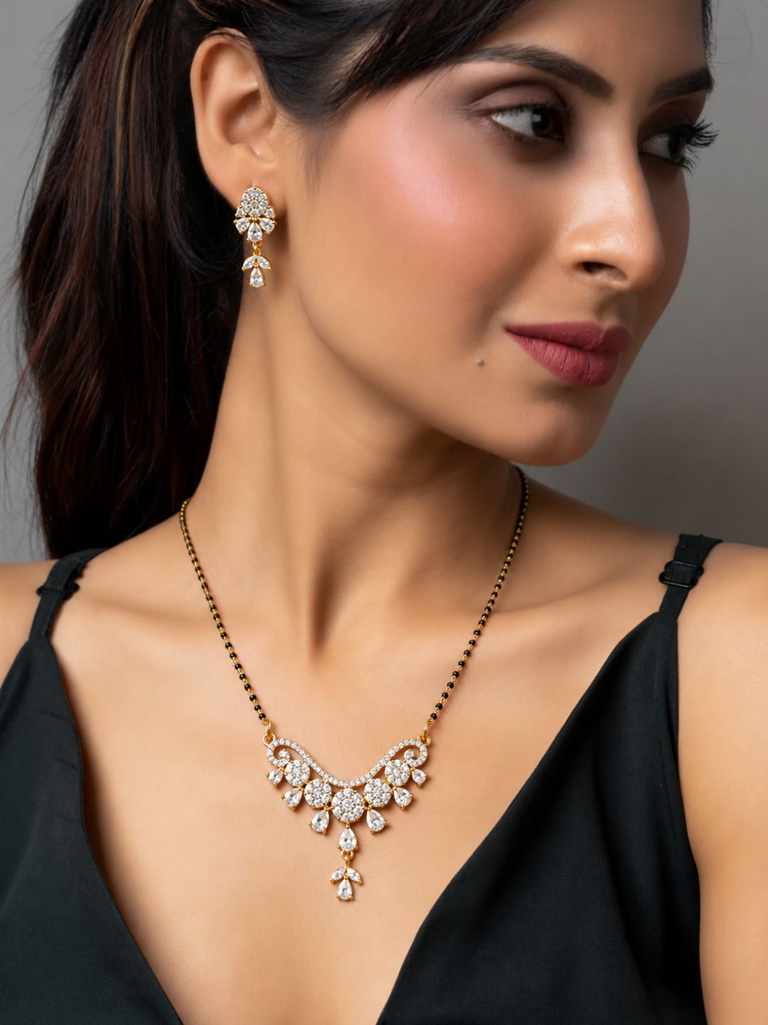 Nayra diamond Mangalsutra with earings set