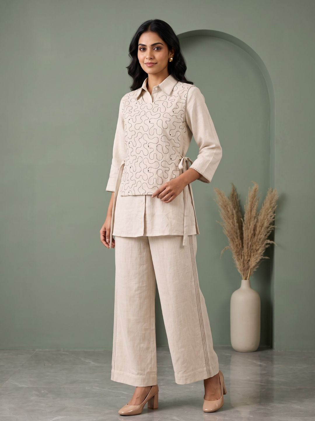 Ridhika Ivory embroidery cotton co-ord set