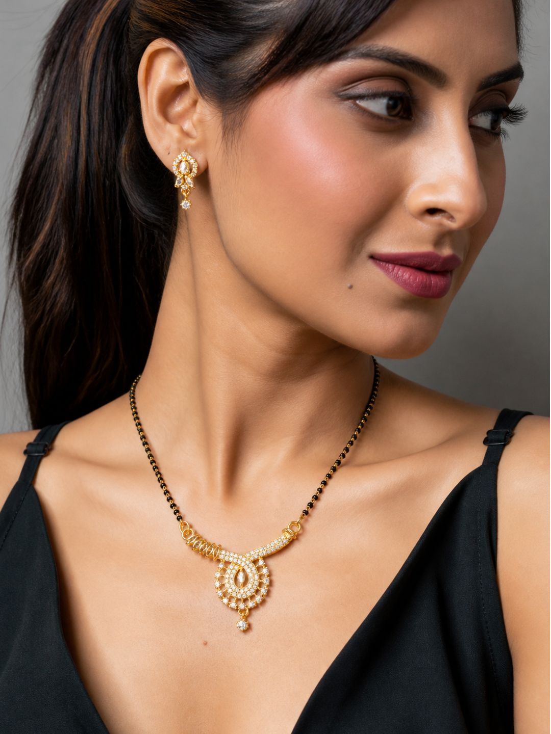 Nayra diamond Mangalsutra with earings set