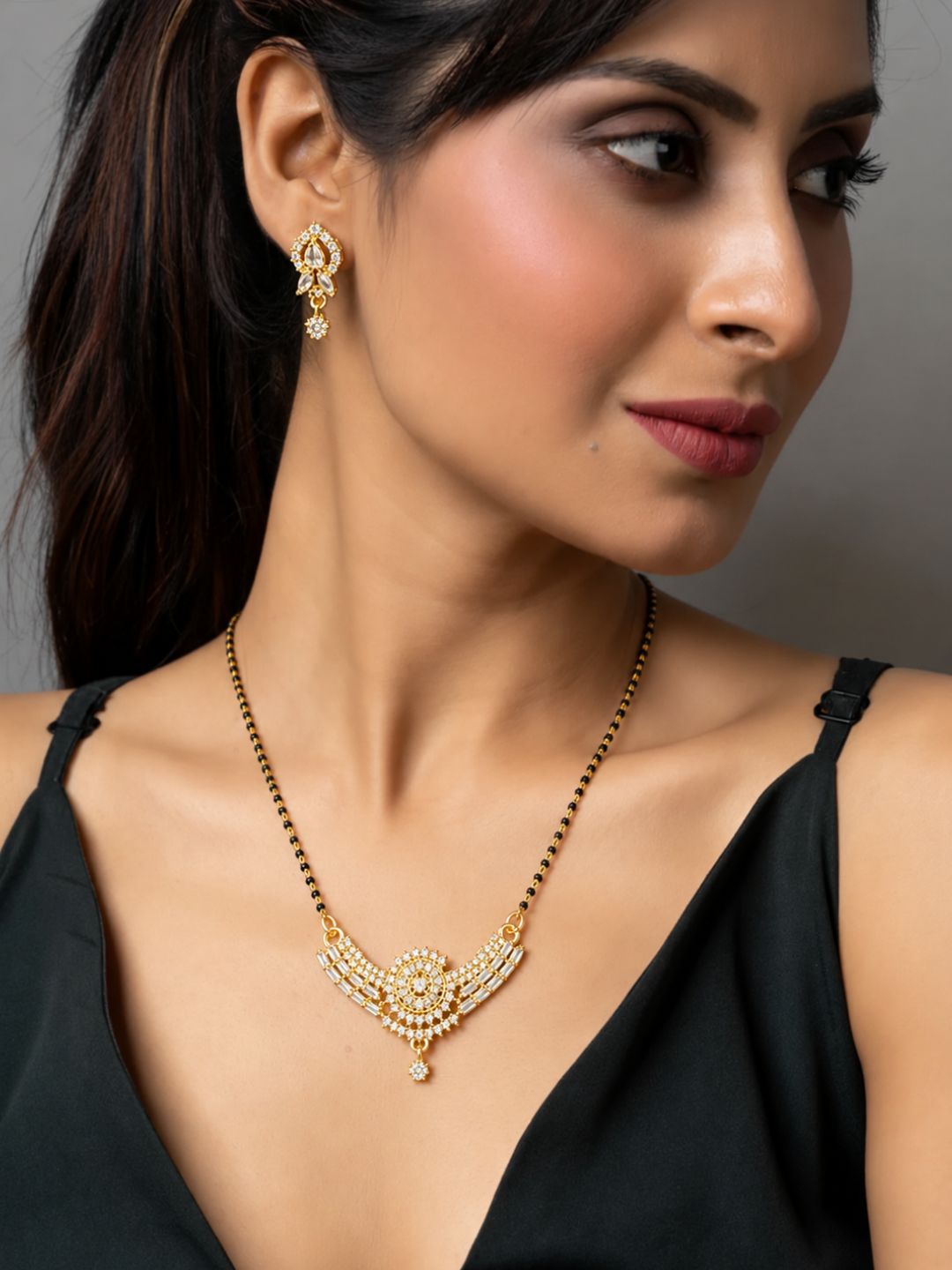 Nayra diamond Mangalsutra with earings set