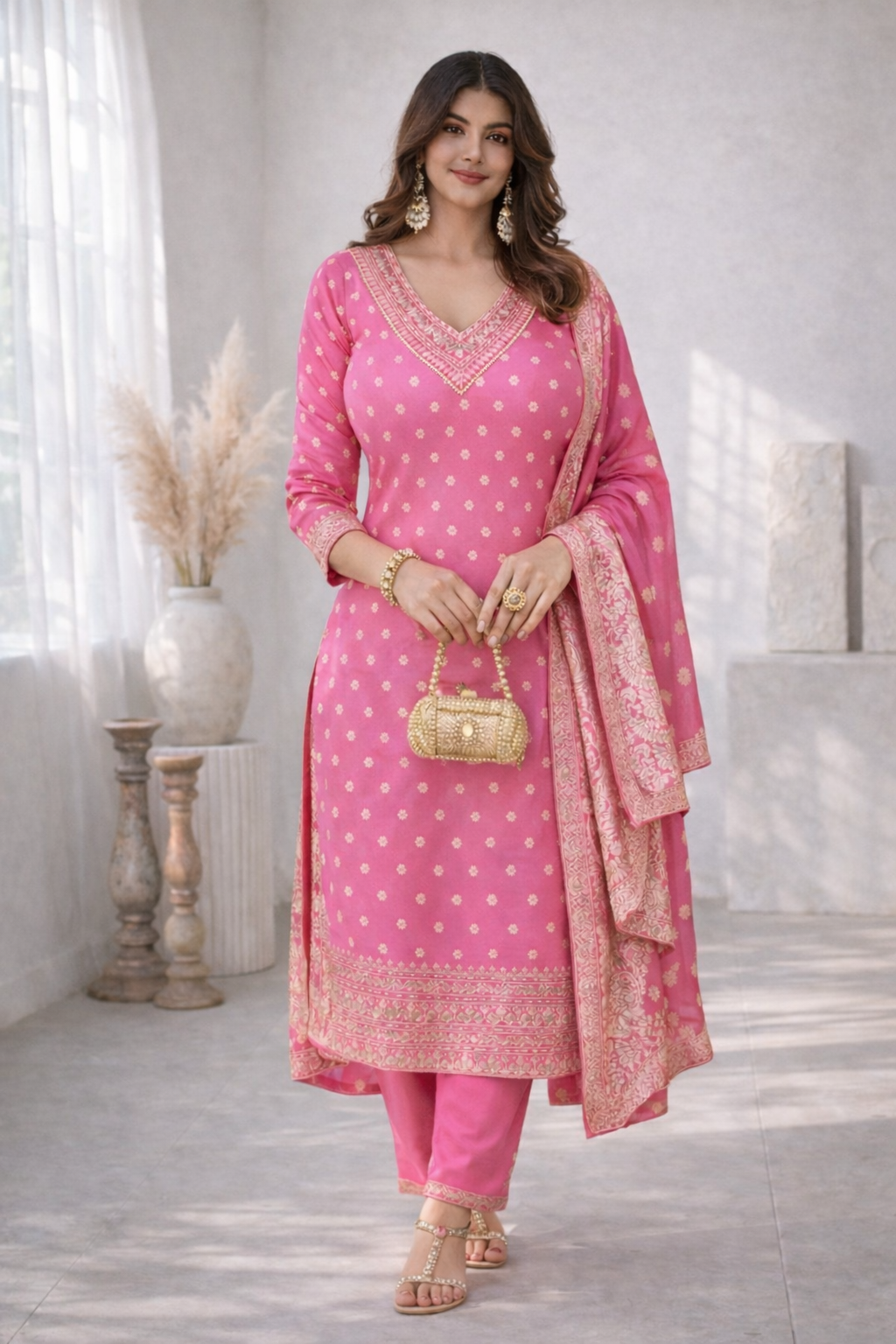 Palash Rose Full Work Suit Set