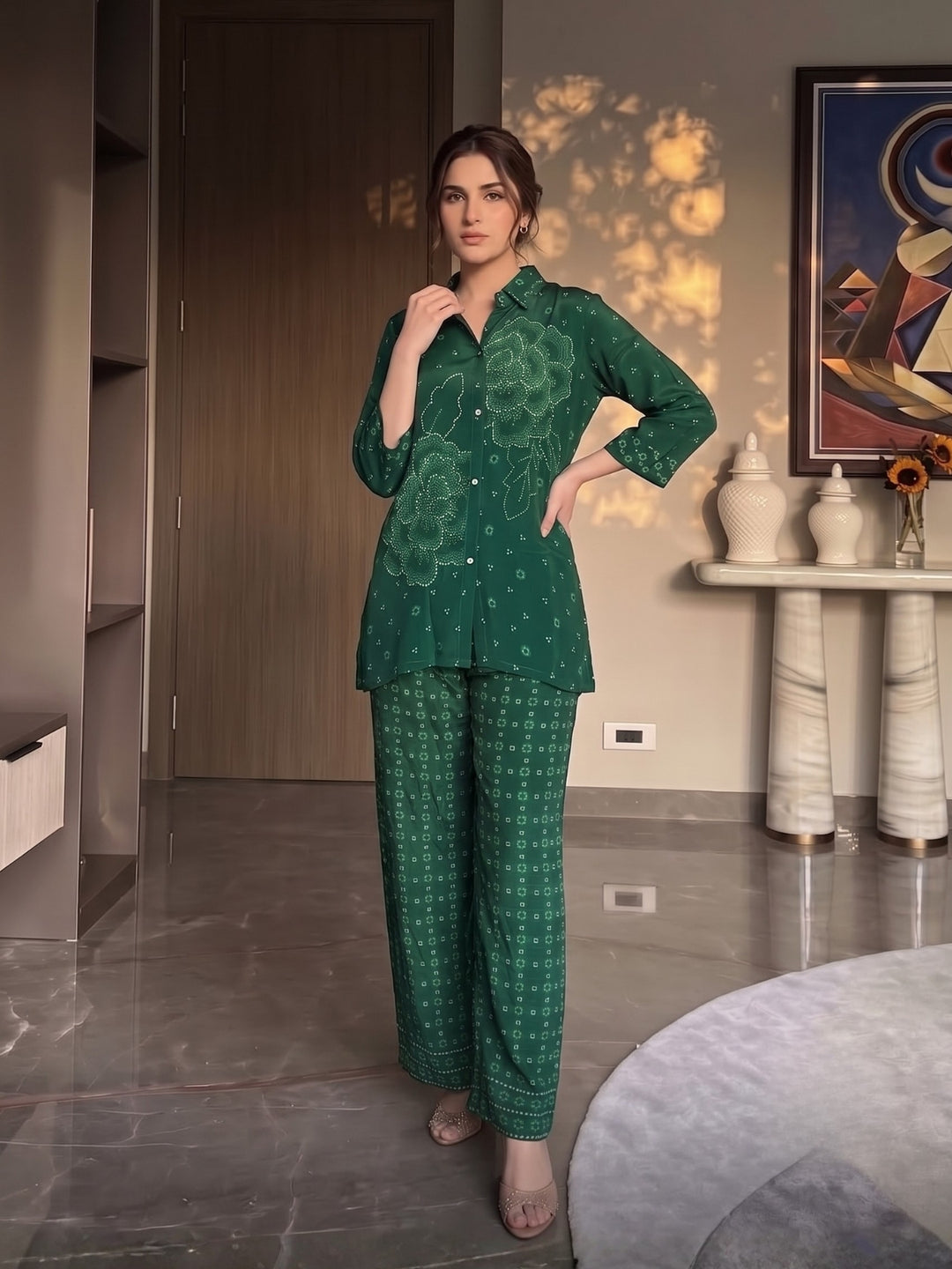 Poppi Jade Printed Premium Co-Ord Set