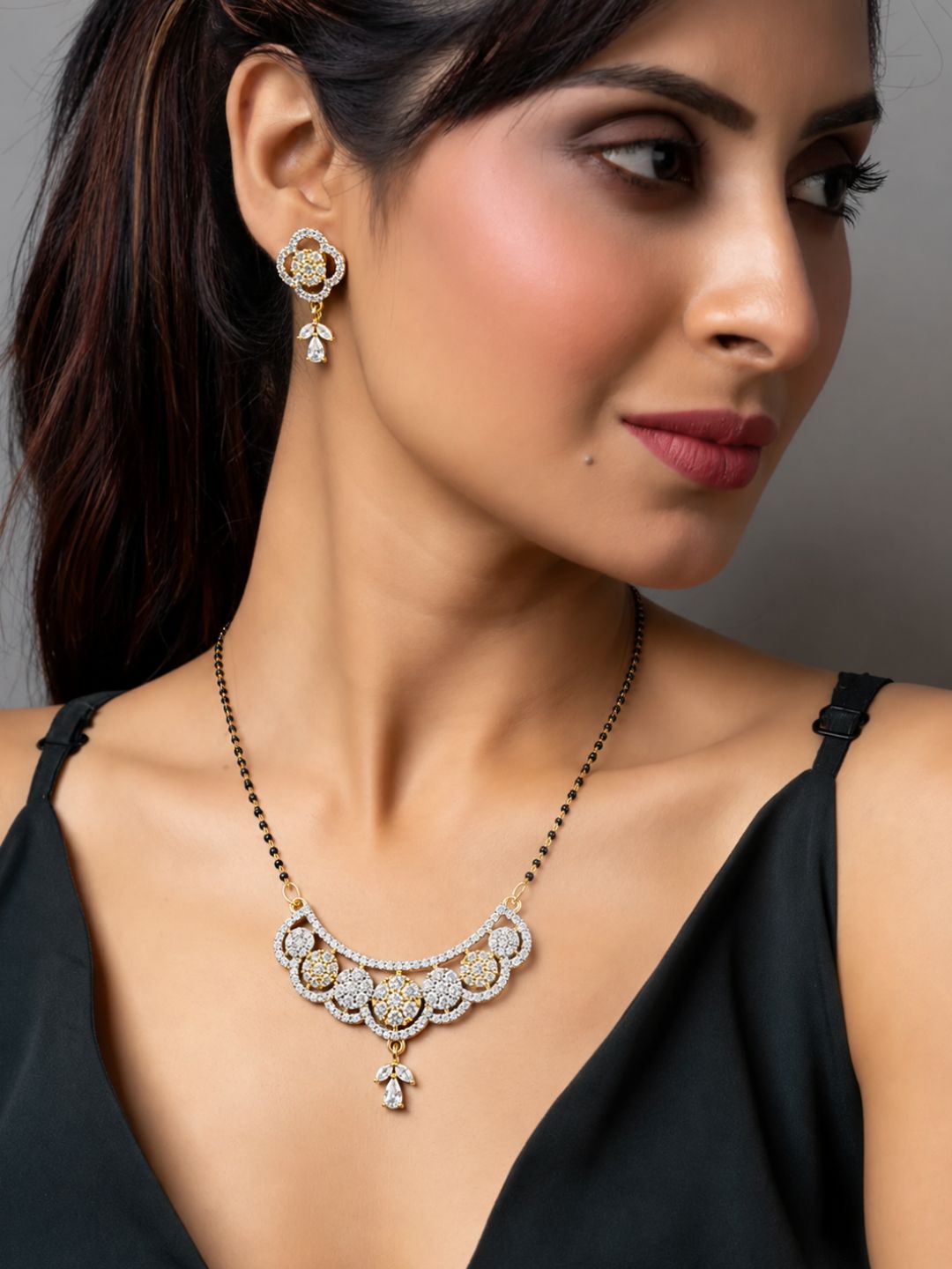 Nayra diamond Mangalsutra with earings set