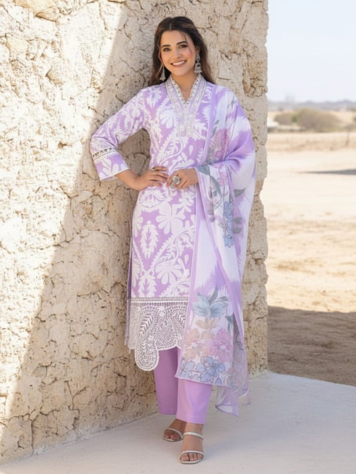 Tridhara Orchid Cotton Suit Set