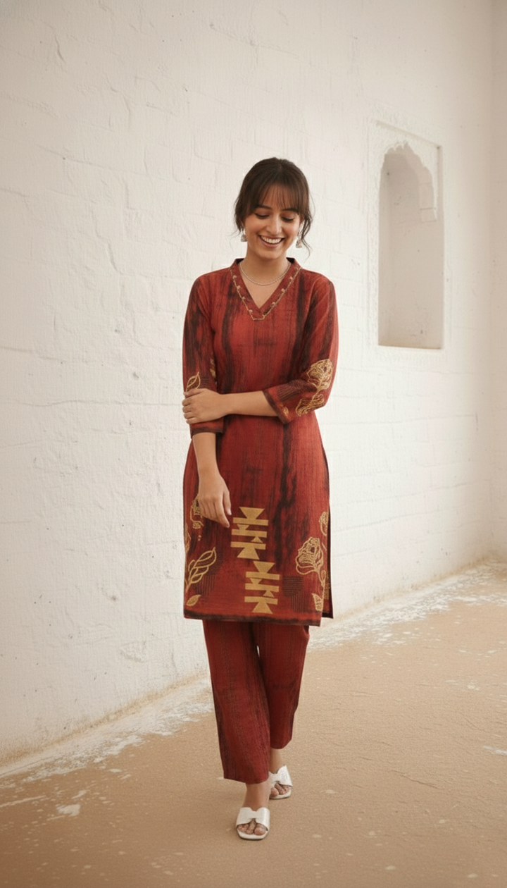 Swades Tangerine cotton co-ord set