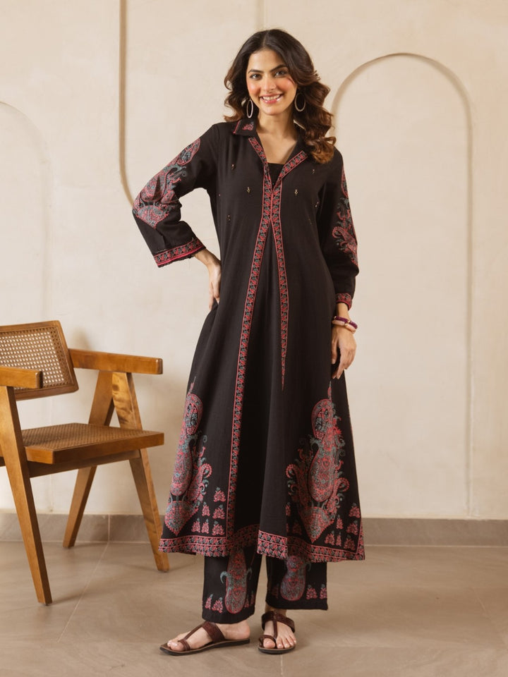 Karen Asphalt printed cotton kurta pant set
